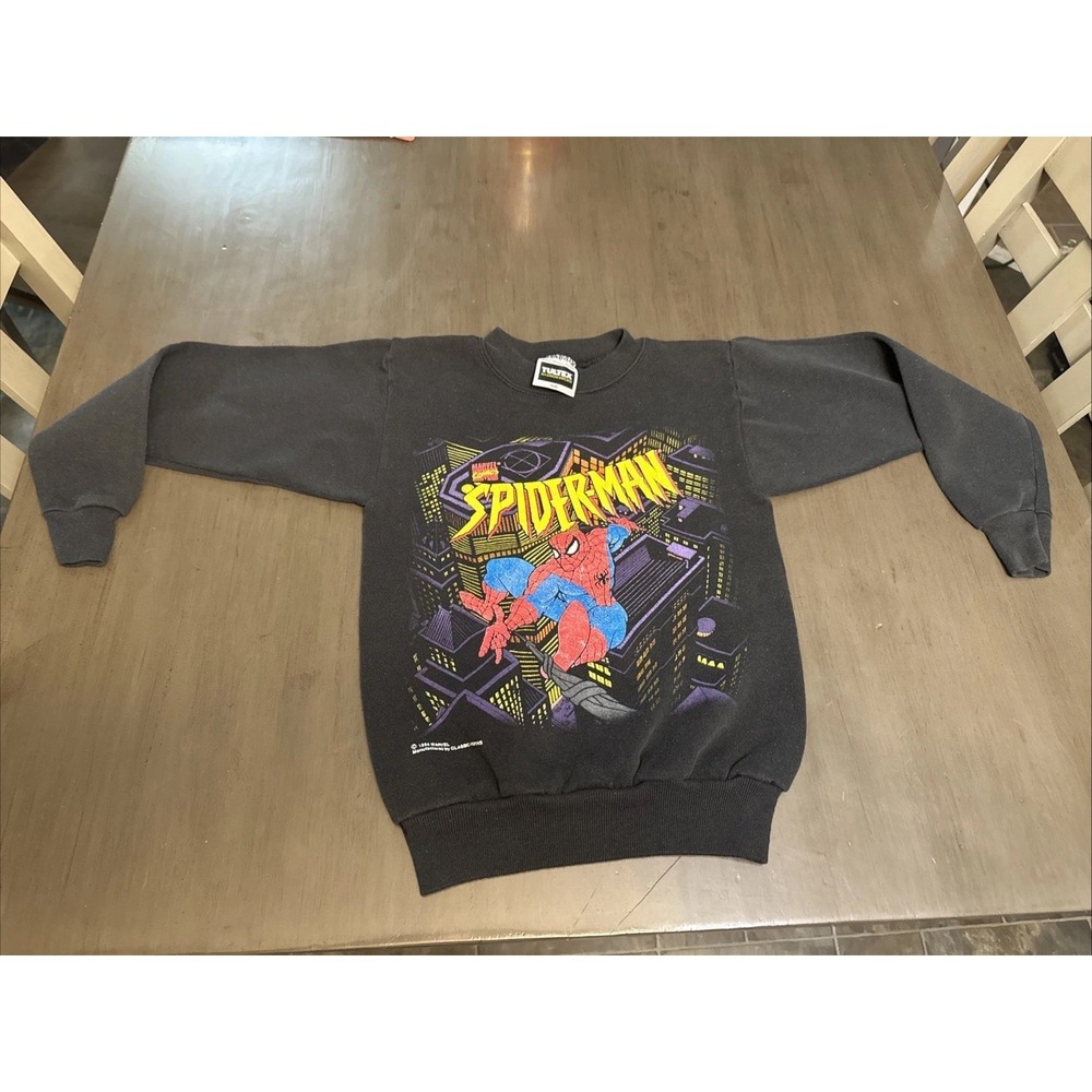Vintage 90's  1994 Marvel Spiderman crewneck Sweatshirt Youth Size Small 8